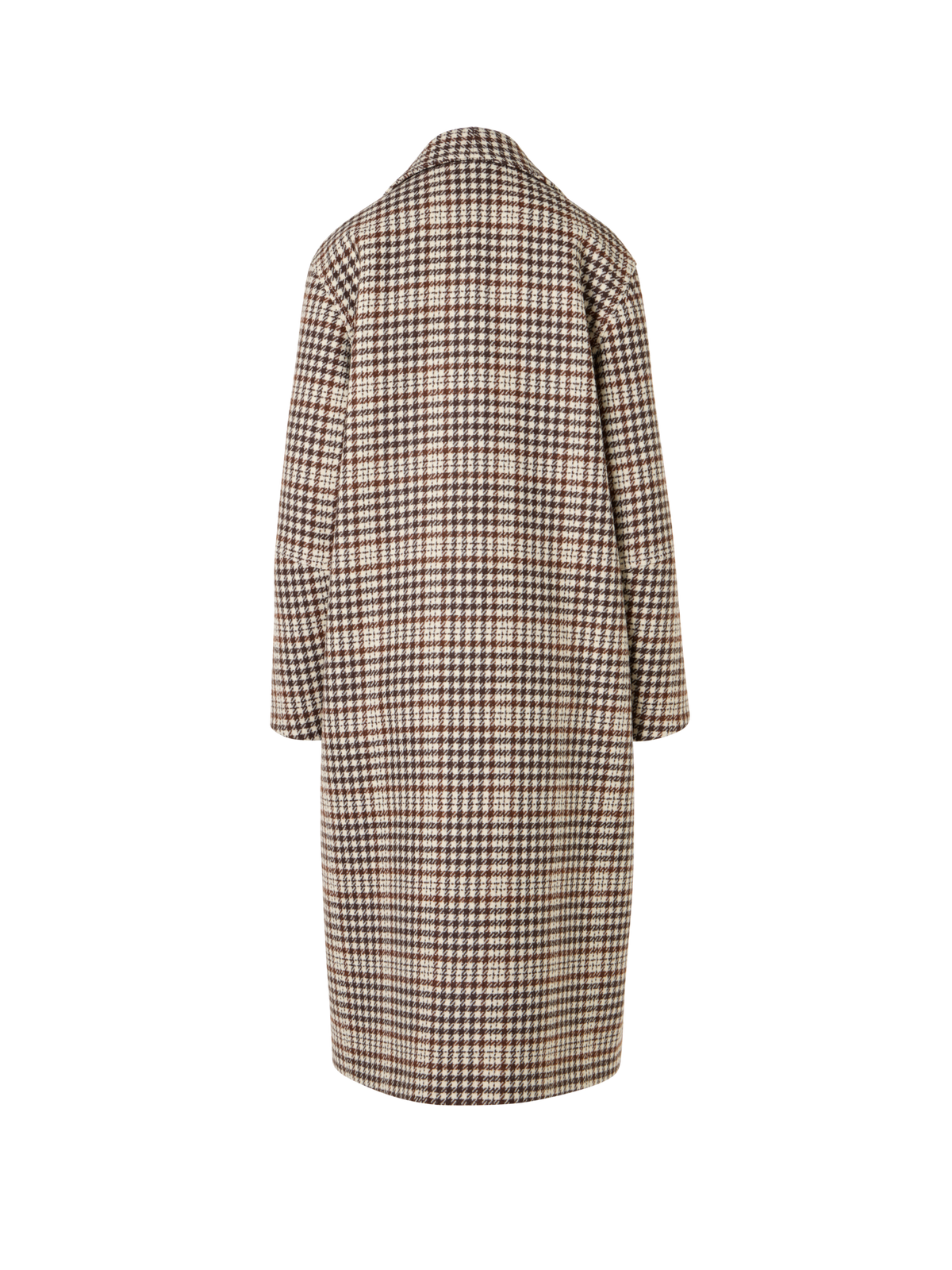 Designer Checked Wool-Blend Long Coat - multicolor - brown