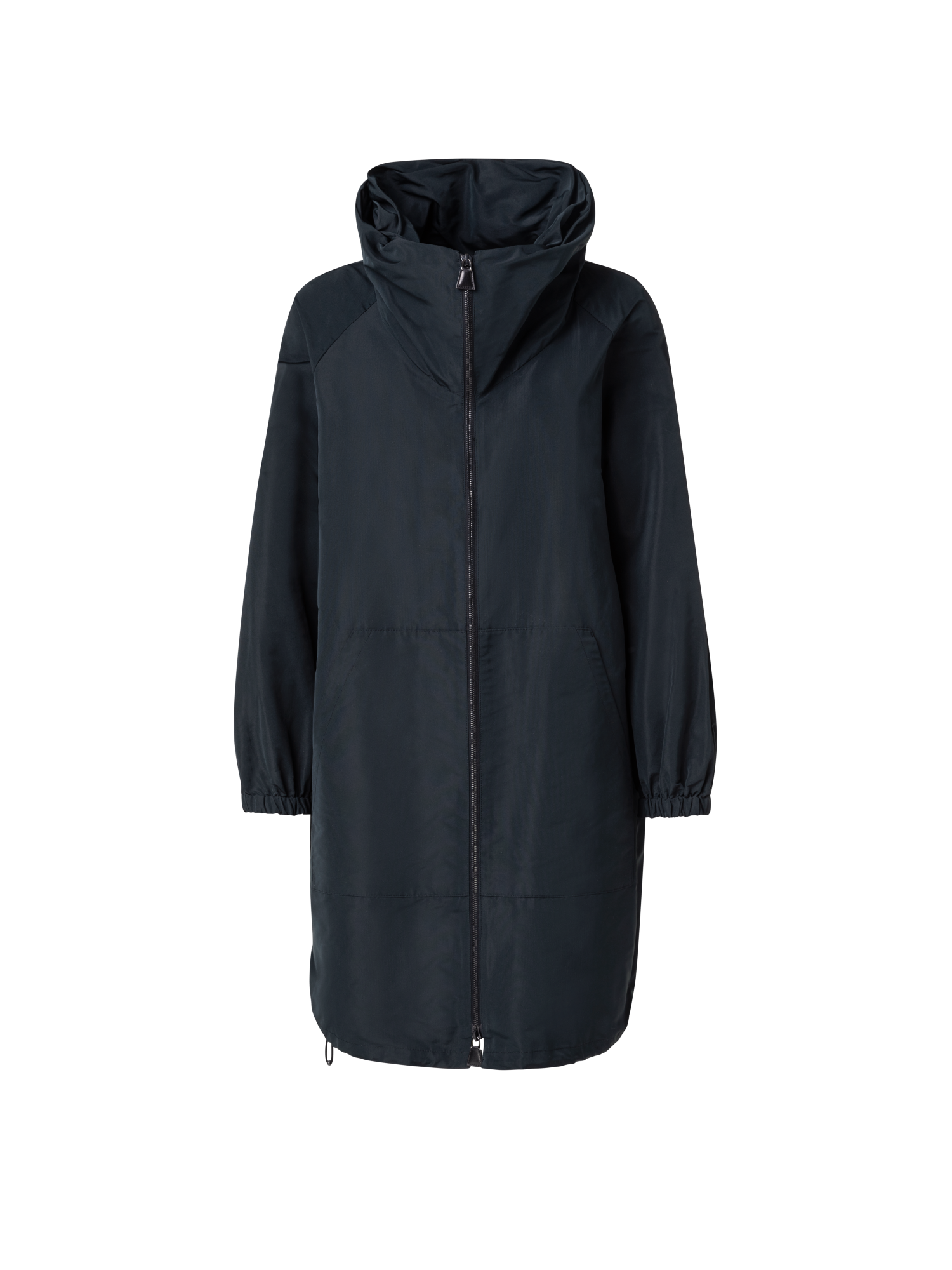 Designer Water-Repellent Silk Taffeta Parka - black