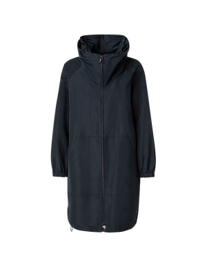 Designer Water-Repellent Silk Taffeta Parka - black