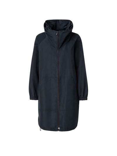 Designer Water-Repellent Silk Taffeta Parka - black