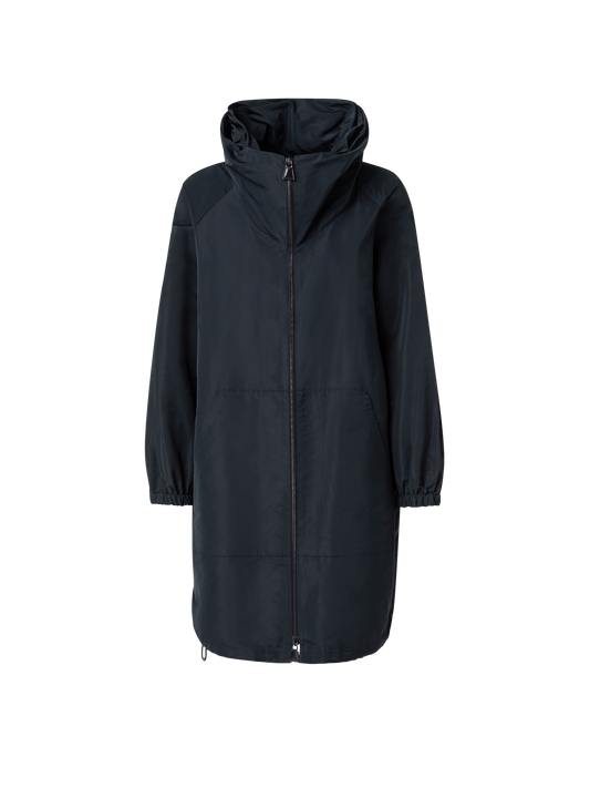 Designer Water-Repellent Silk Taffeta Parka - black