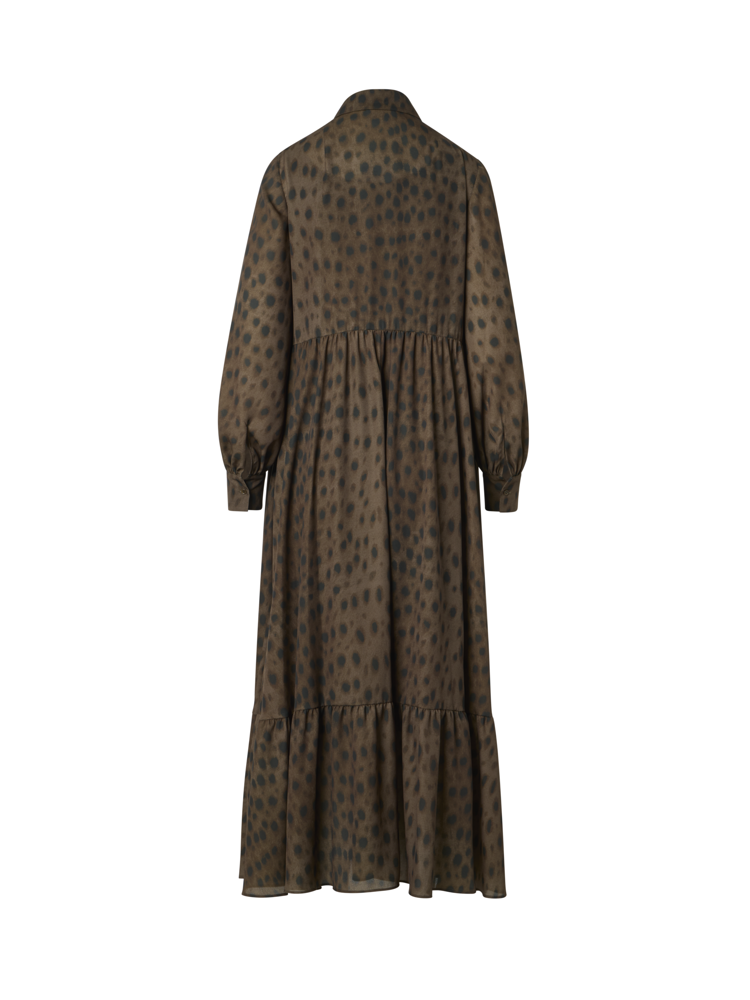 Designer Boho Midi Shirt Dress in Leopard Print - neutral - brown