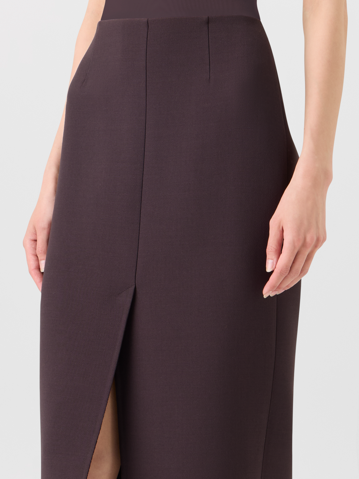 Designer Midi Pencil Skirt in Wool Double-Face - brown 