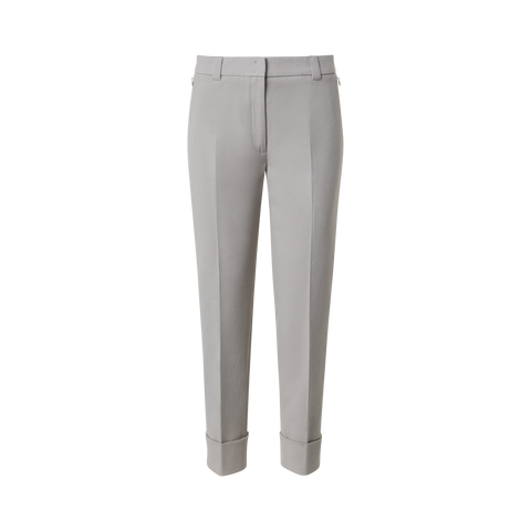 Cropped Tapered Cotton Silk Double-Face Pants