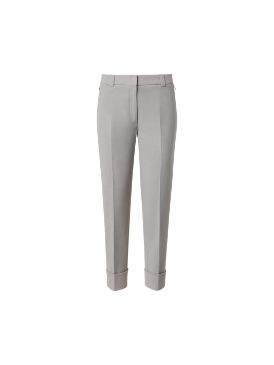 Designer Cropped Tapered Cotton Silk Double-Face Pants - grey
