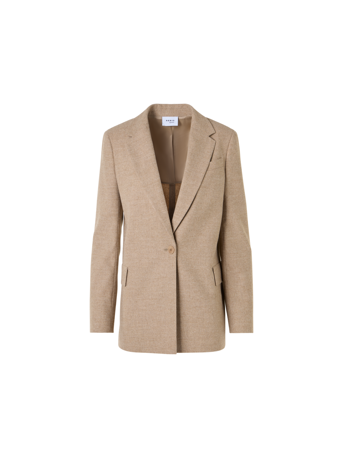 Designer Boyfriend Blazer in Pastel Wool Flannel - beige