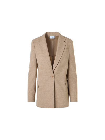 Designer Boyfriend Blazer in Pastel Wool Flannel - beige