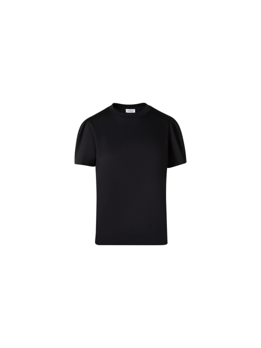 Designer Puff Sleeves T-Shirt in Cotton Jersey - black