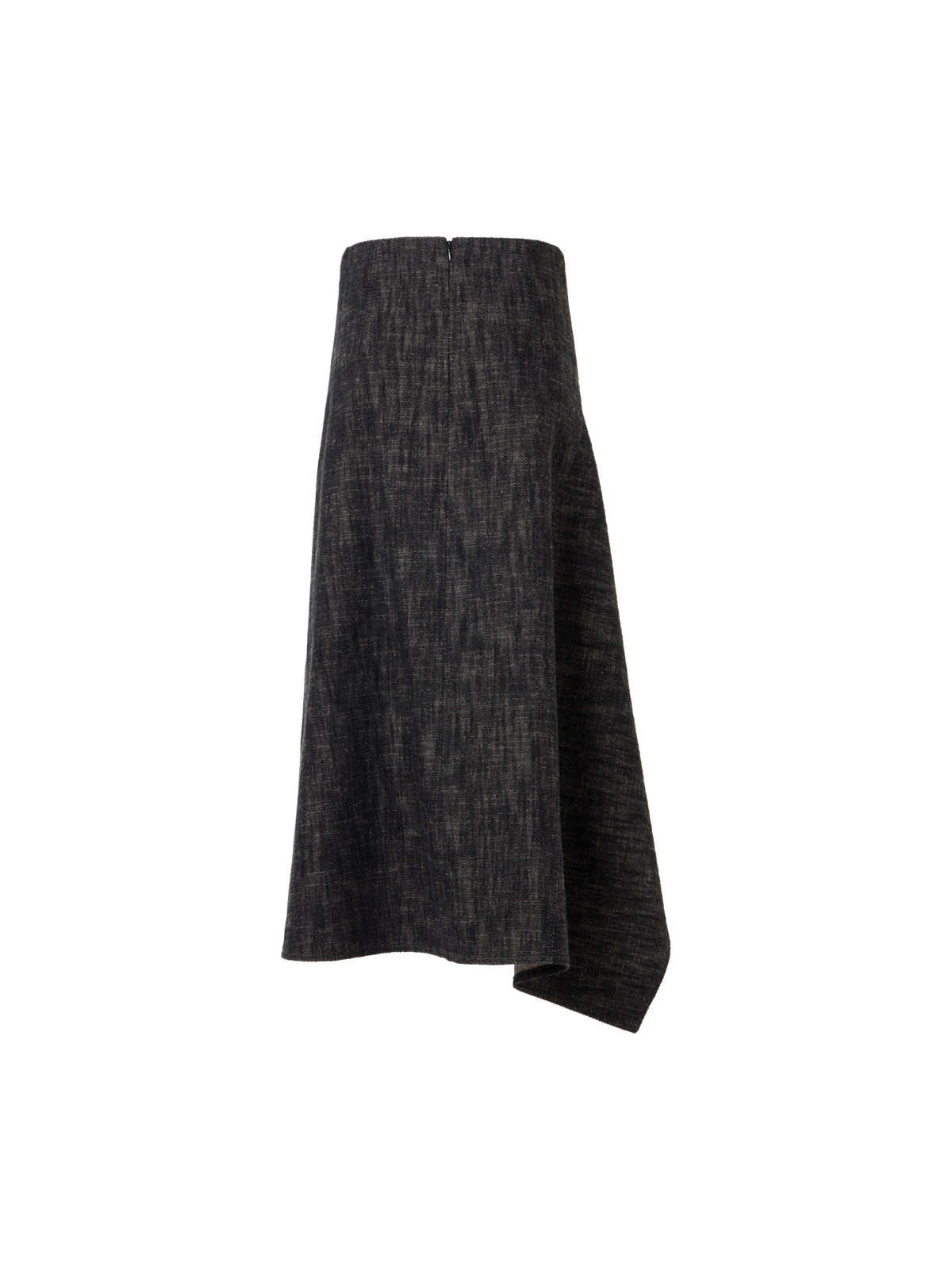 Designer Washed Heavyweight Cotton-Denim Midi Skirt - black
