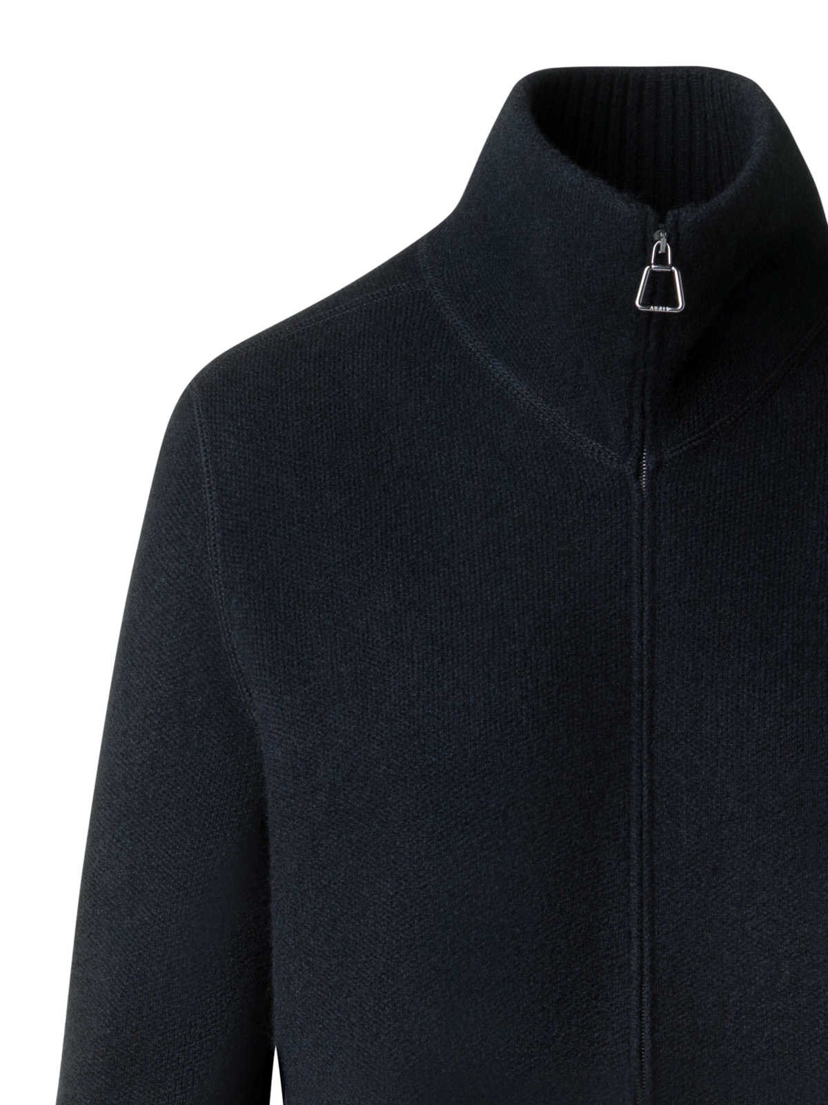 Designer Cardigan in Cashmere Pique Knit  - black