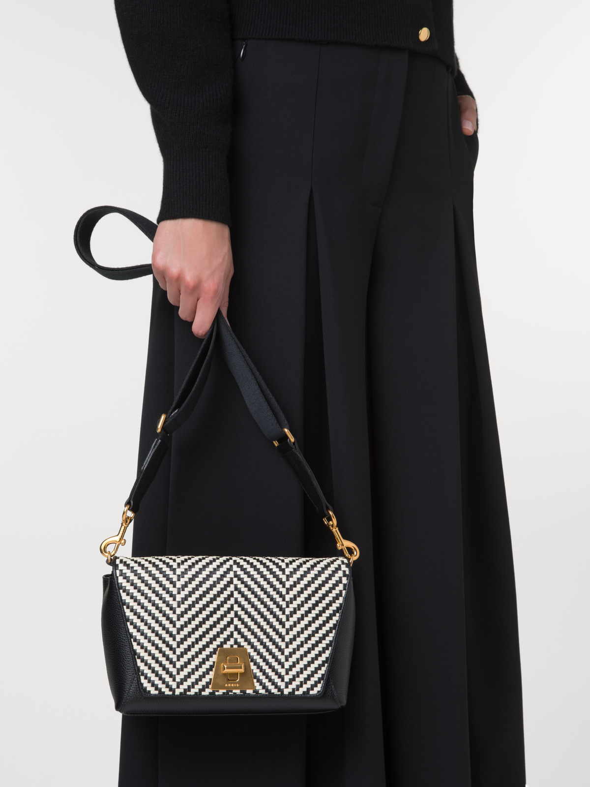 Designer Anouk Small Day Bag - black - multicolor - white #editorial