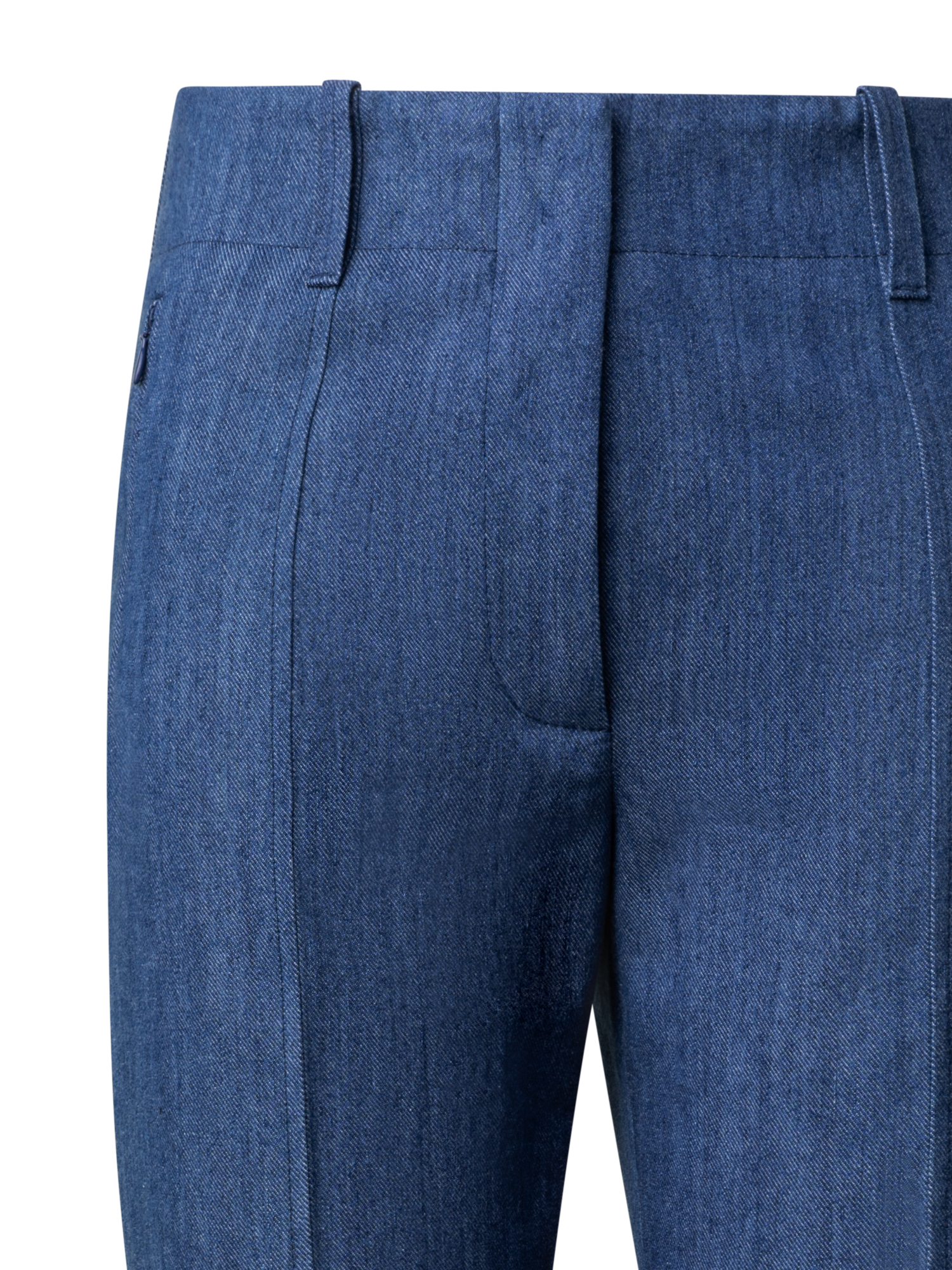 Designer Slim Ankle-Length Cotton Denim Stretch Pants - blue