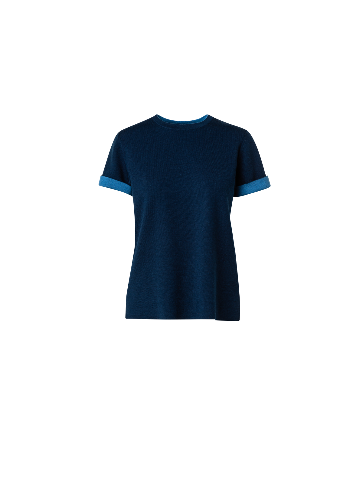 Designer Reversible Wool Silk Stretch Double-Face Top - navy - blue