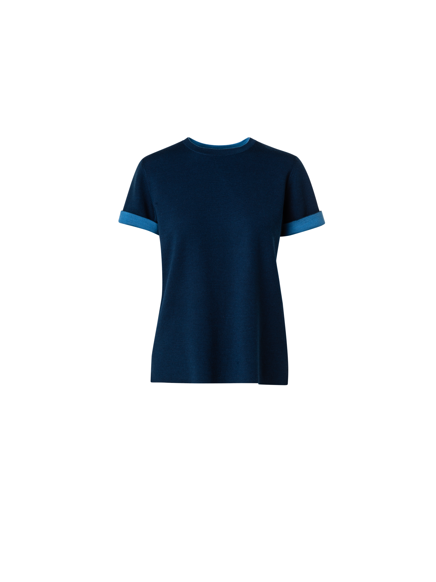 Designer Reversible Wool Silk Stretch Double-Face Top - navy - blue