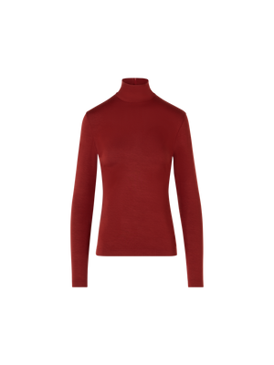 Designer Mock Neck Shirt in Modal Jersey - red