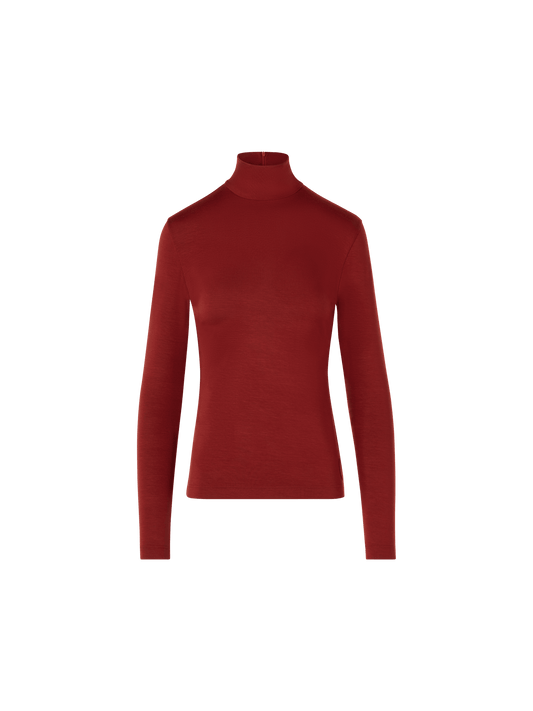 Designer Mock Neck Shirt in Modal Jersey - red