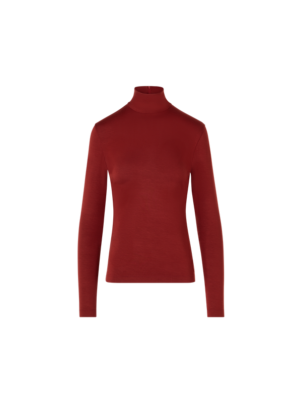 Designer Mock Neck Shirt in Modal Jersey - red
