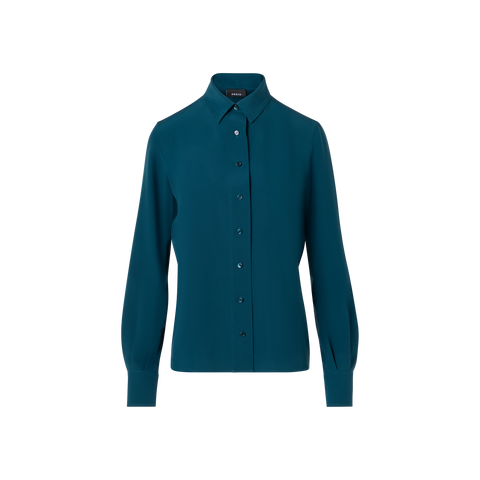 Long-Sleeve Silk Crêpe Tunic Blouse