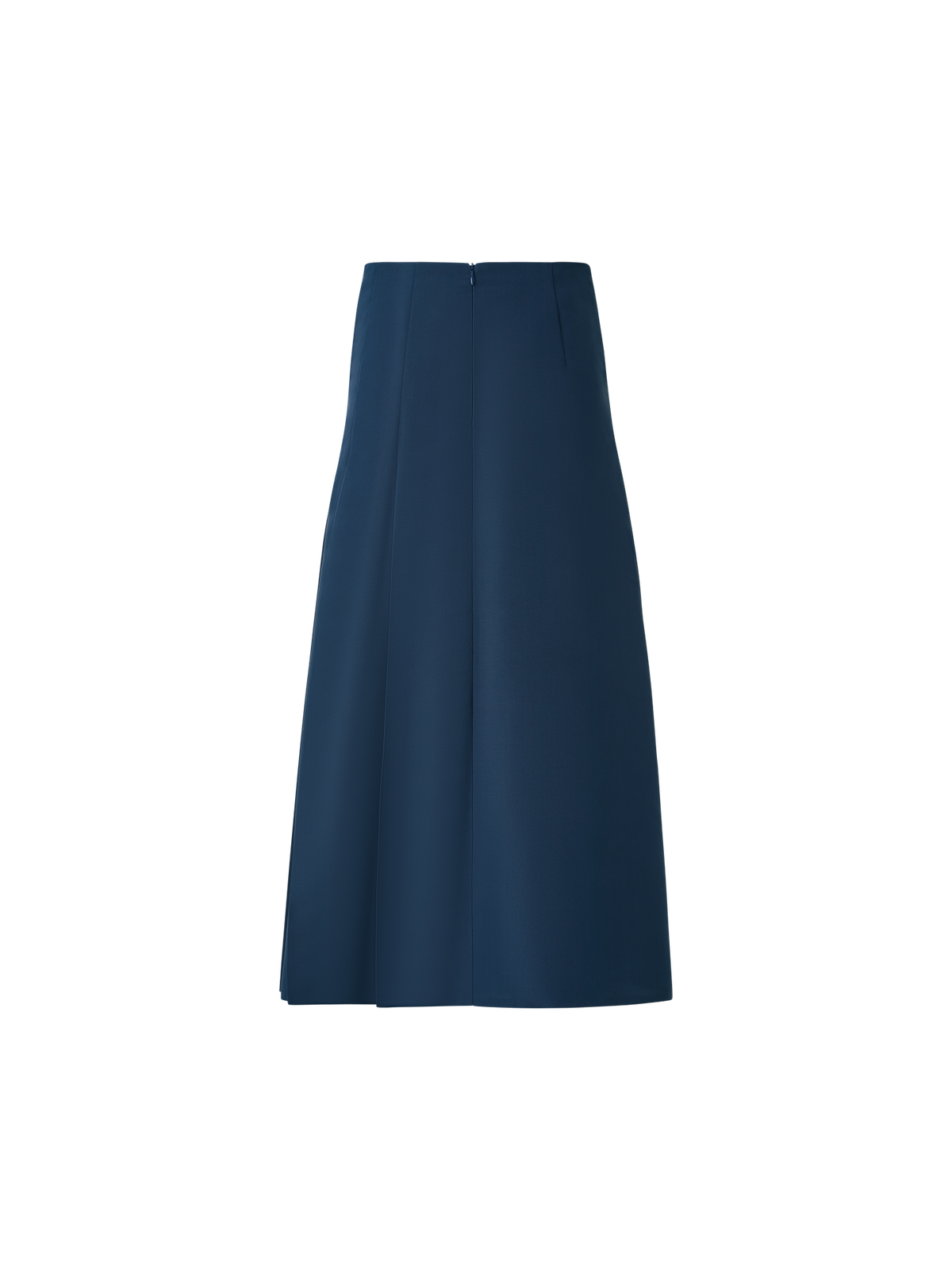 Designer Half-Pleated Ottoman Silk Midi Skirt - neutral - navy - blue