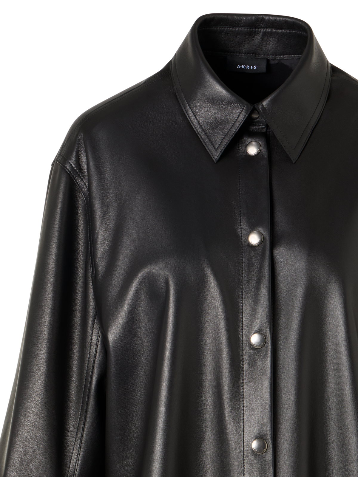 Designer Oversize Nappa Leather Shirt - black