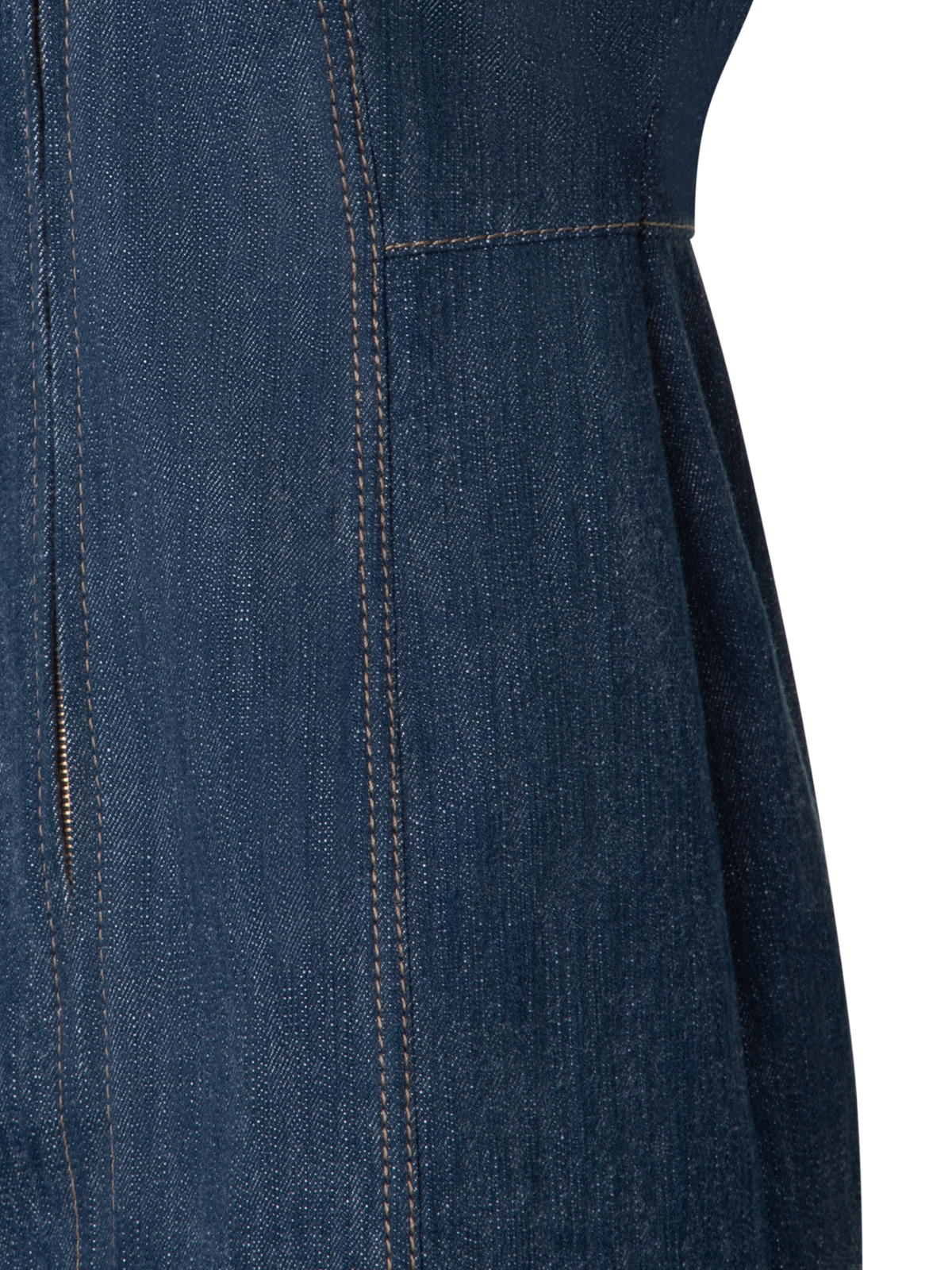 Designer Short Denim Dress with Polo Collar - navy - blue