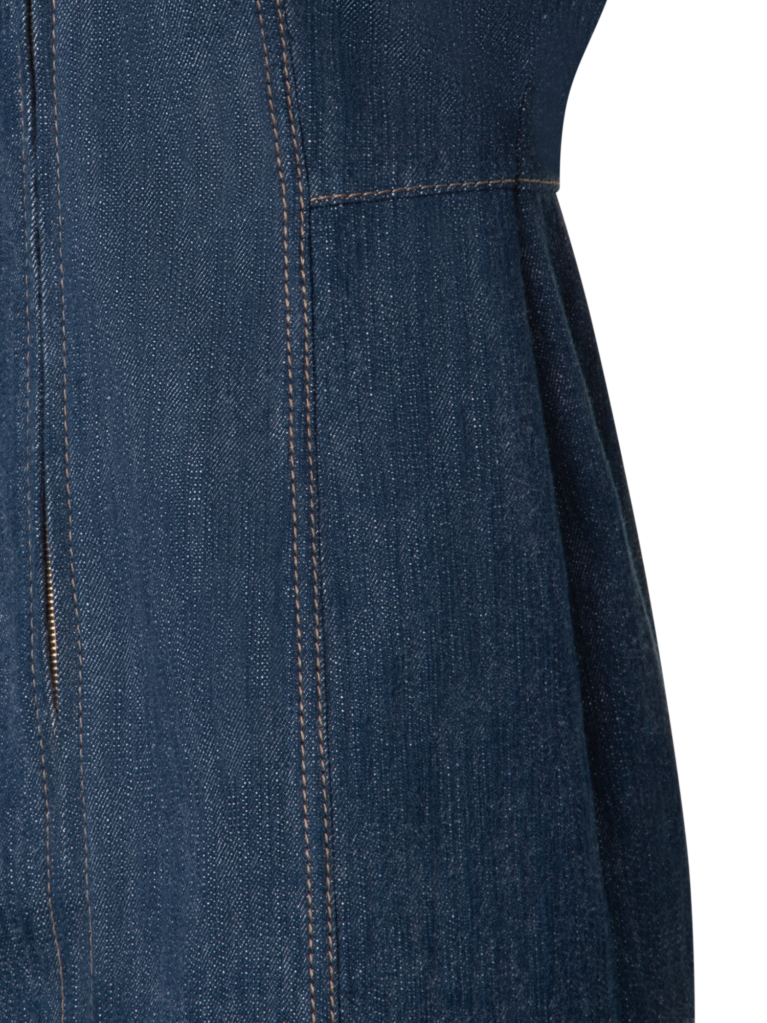 Designer Short Denim Dress with Polo Collar - navy - blue