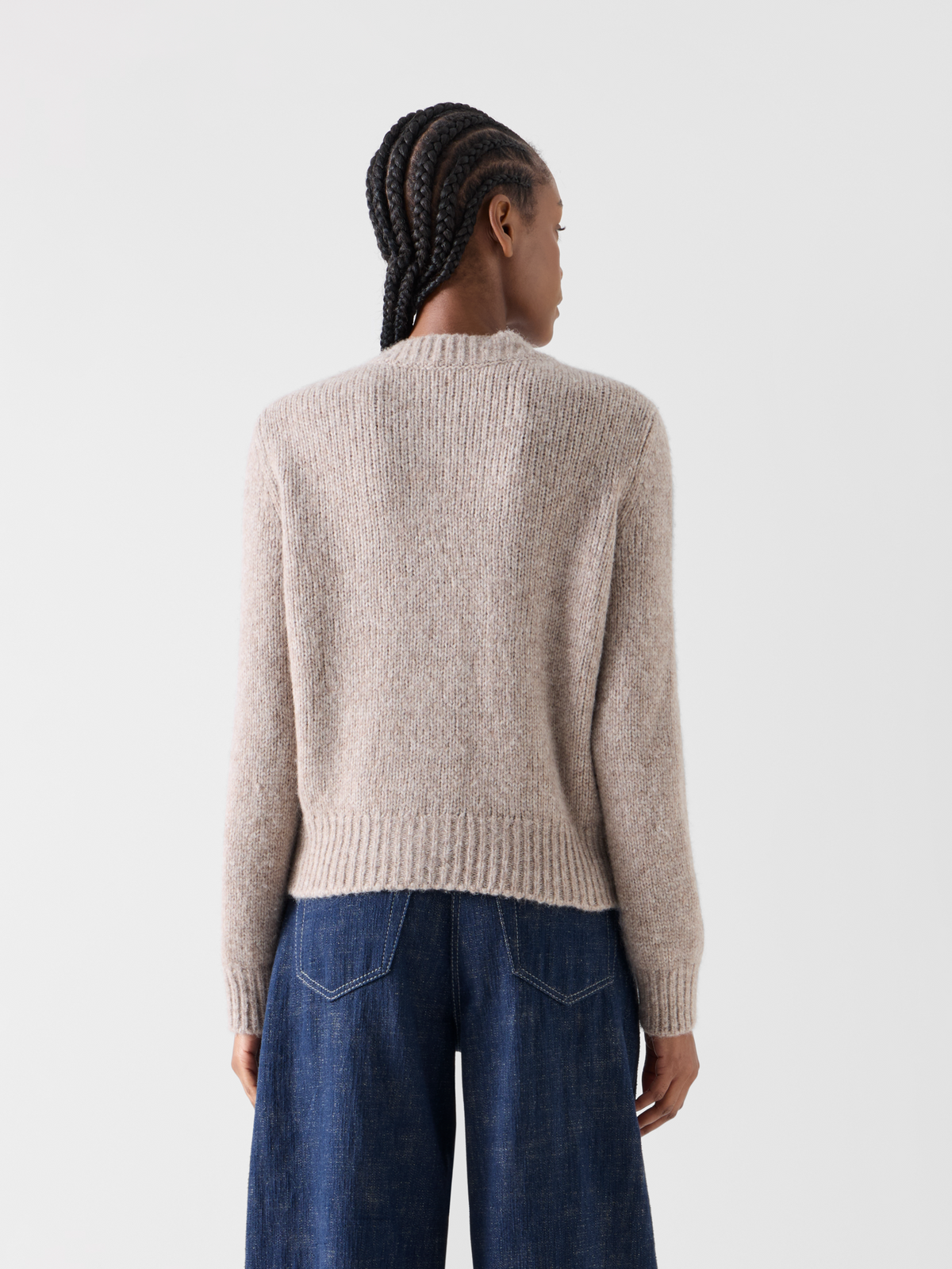 Designer Knit Cardigan in Fluffy Alpaca - beige #editorial