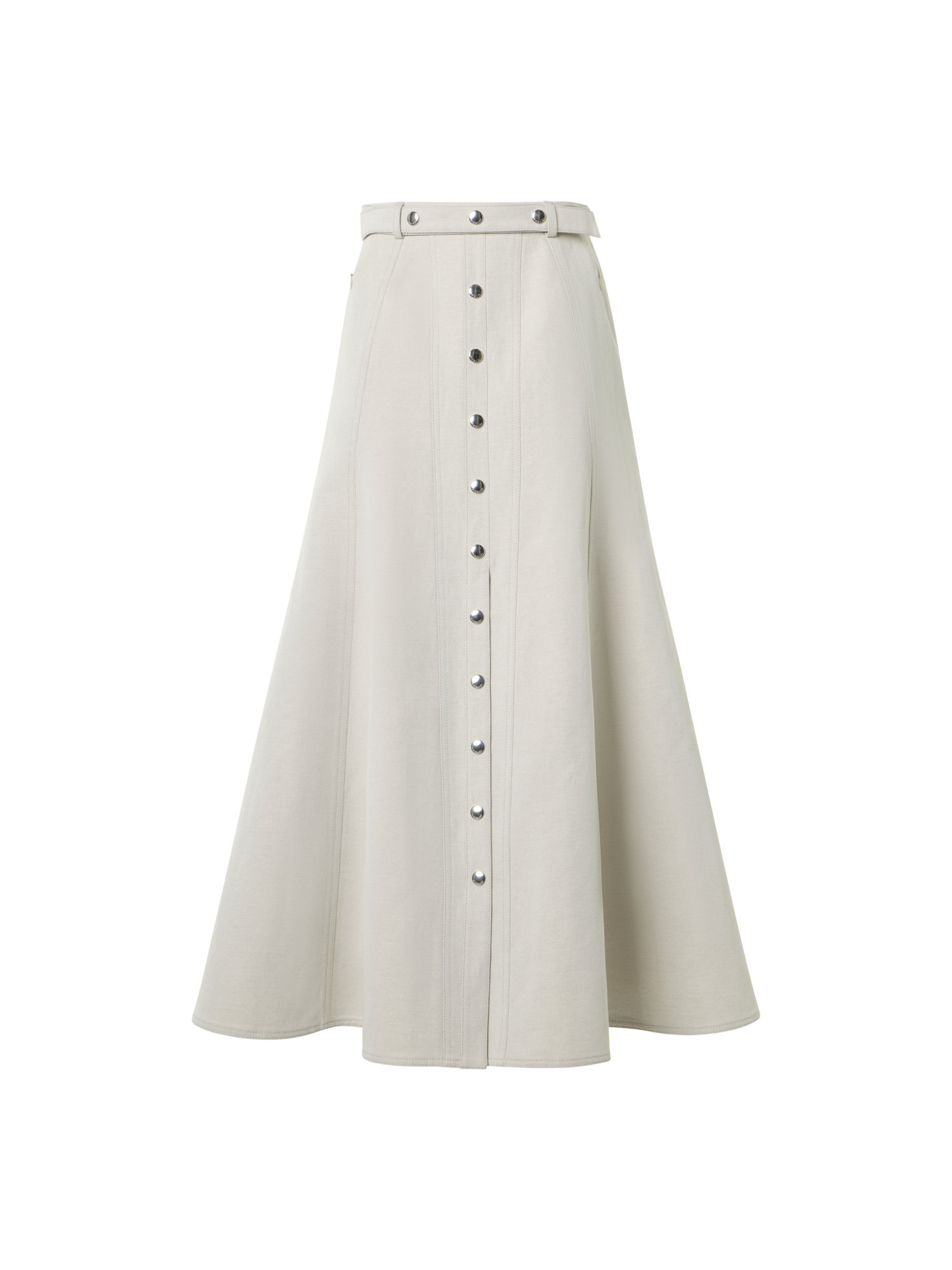 Designer A-Line Midi Button Down Skirt - grey