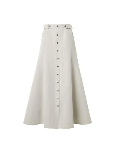 Designer A-Line Midi Button Down Skirt - grey