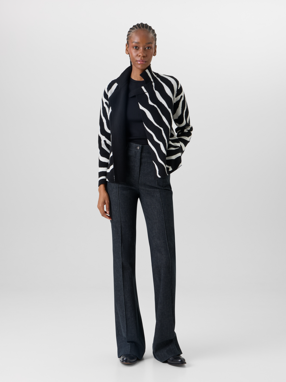 Designer Cashmere Double-Face Knit Cardigan - black #editorial