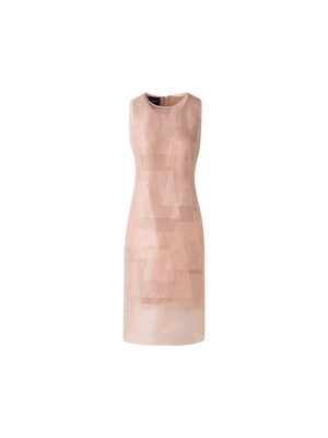 Designer Sheath Dress in Sheer Trapezoid Organza Layers - pastel - orange