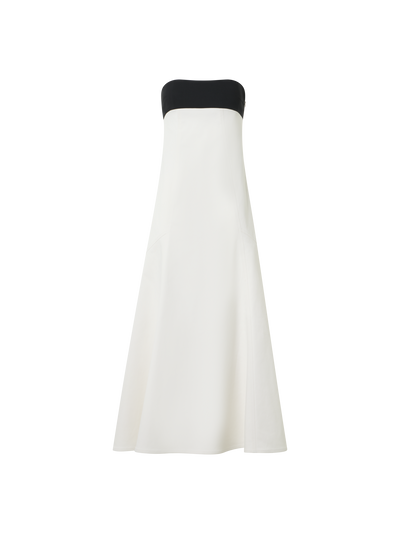 Designer Strapless Denim Midi Dress - ecru