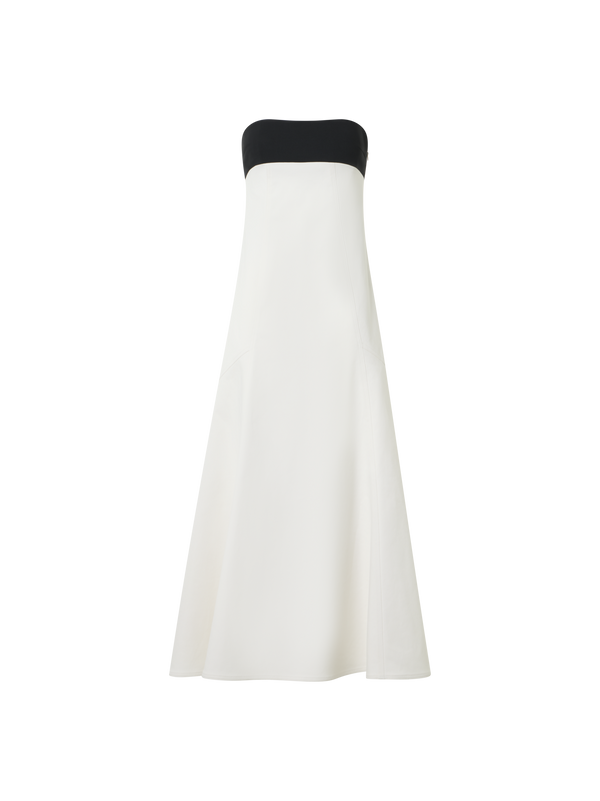 Designer Strapless Denim Midi Dress - ecru