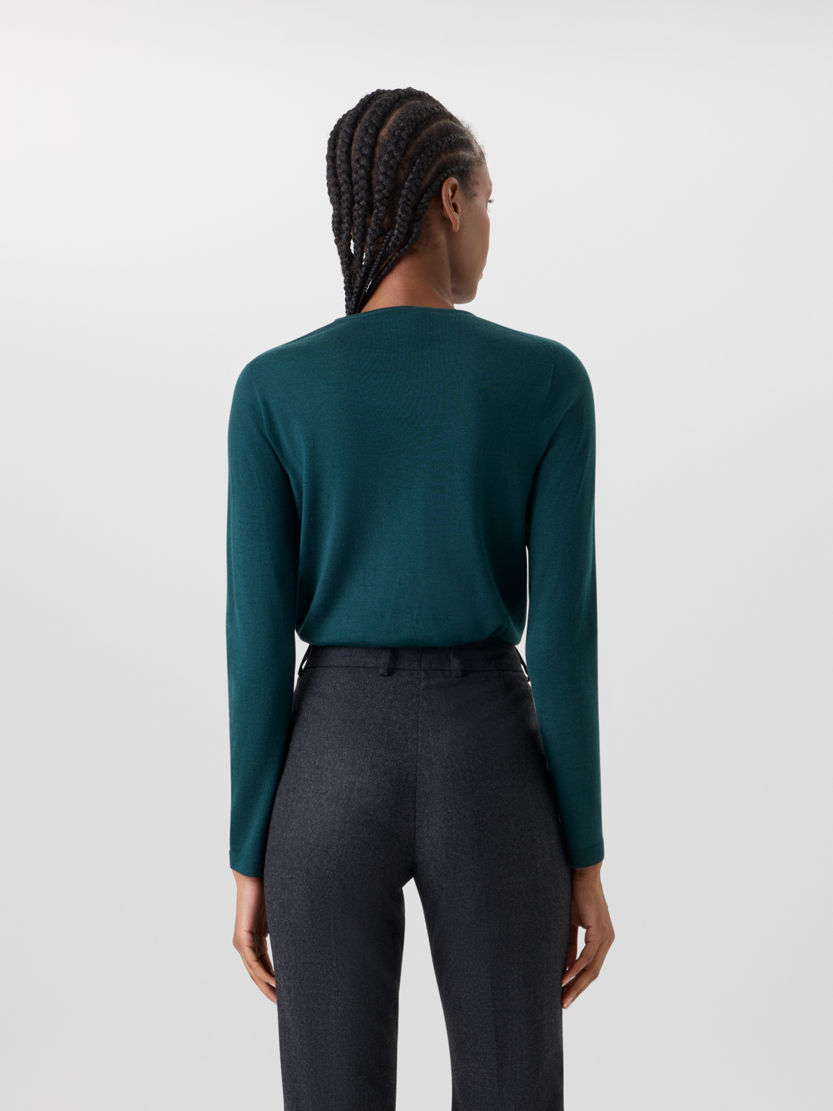 Designer Seamless Crew Neck Sweater in Cashmere Silk - green 