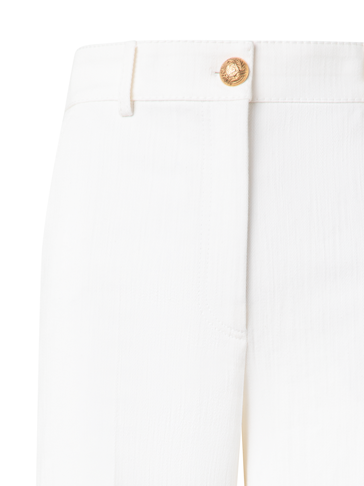 Designer Cropped Wide Cotton Denim Stretch Pants - neutral - ecru - white