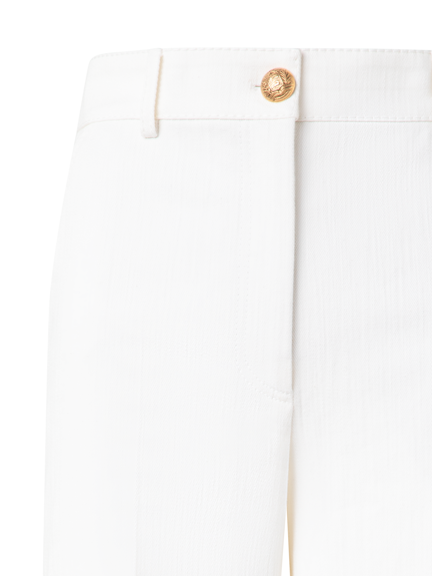 Designer Cropped Wide Cotton Denim Stretch Pants - neutral - ecru - white