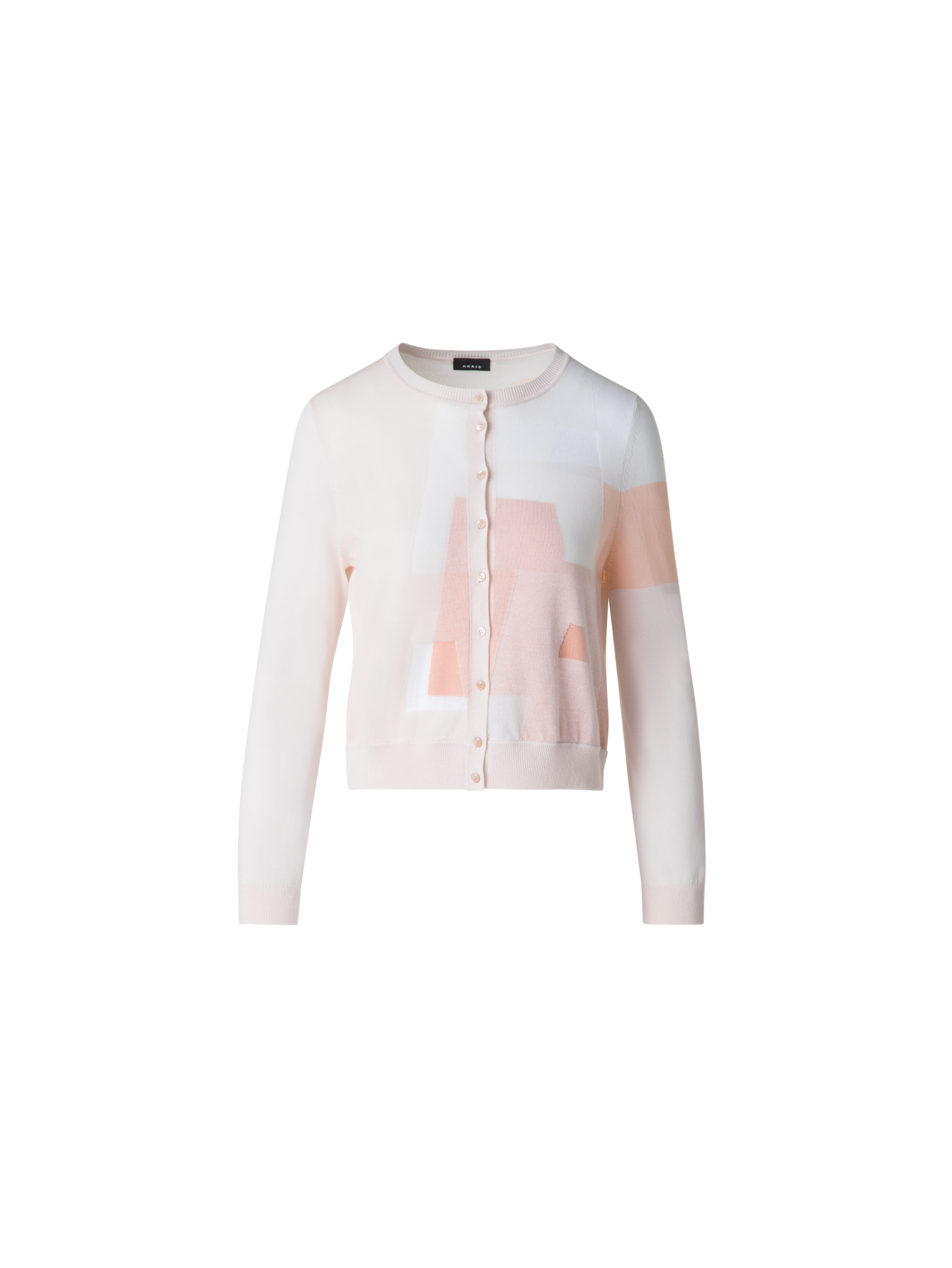 Designer Trapezoid Intarsia Linen Blend Cardigan - multicolor - pink