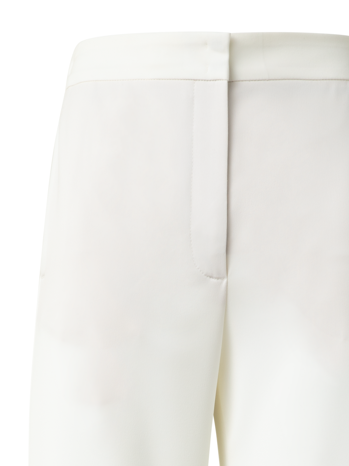 Designer Straight Laser Cut Pants with Elastic Waist - neutral - ecru - white