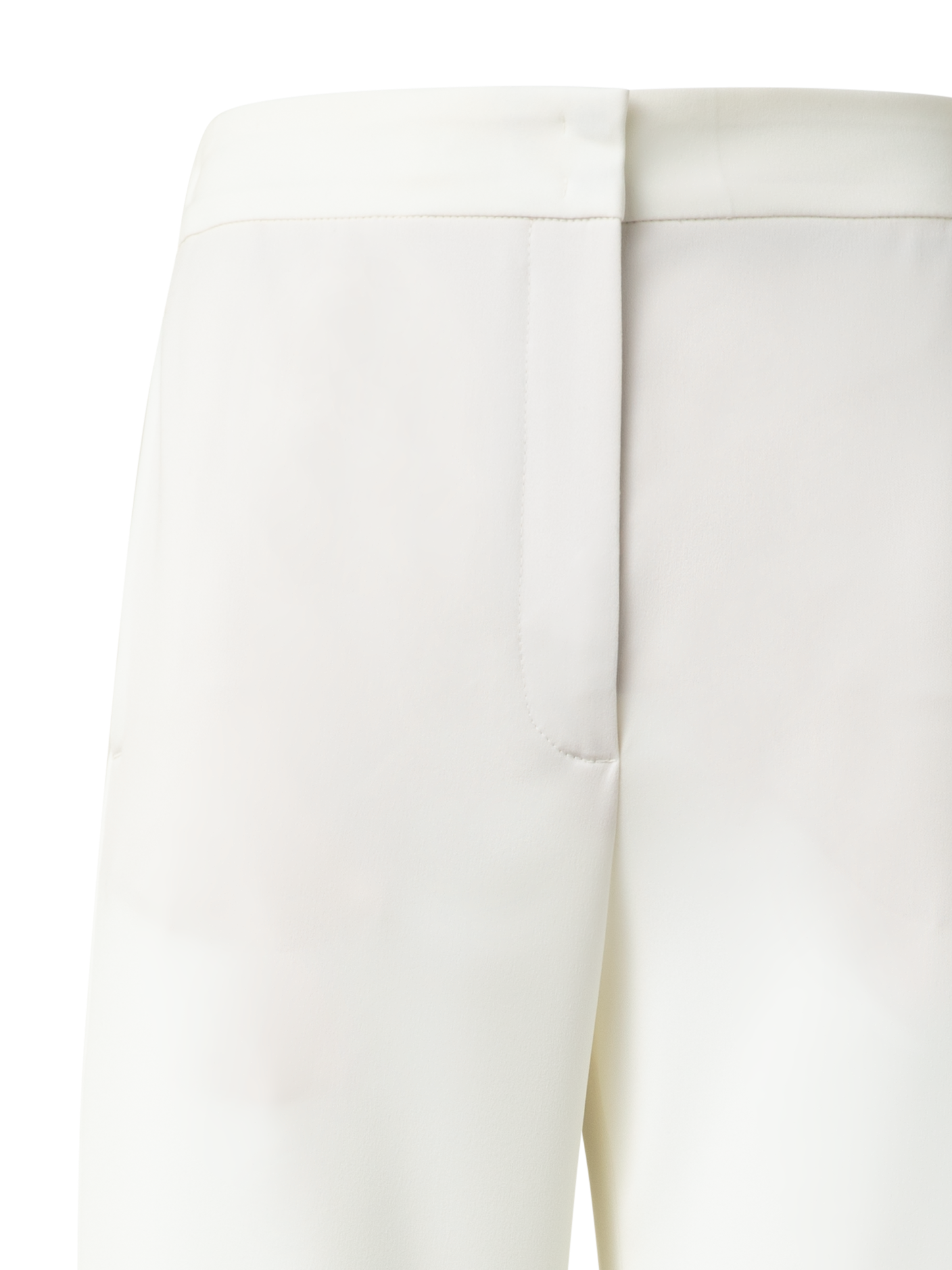 Designer Straight Laser Cut Pants with Elastic Waist - neutral - ecru - white