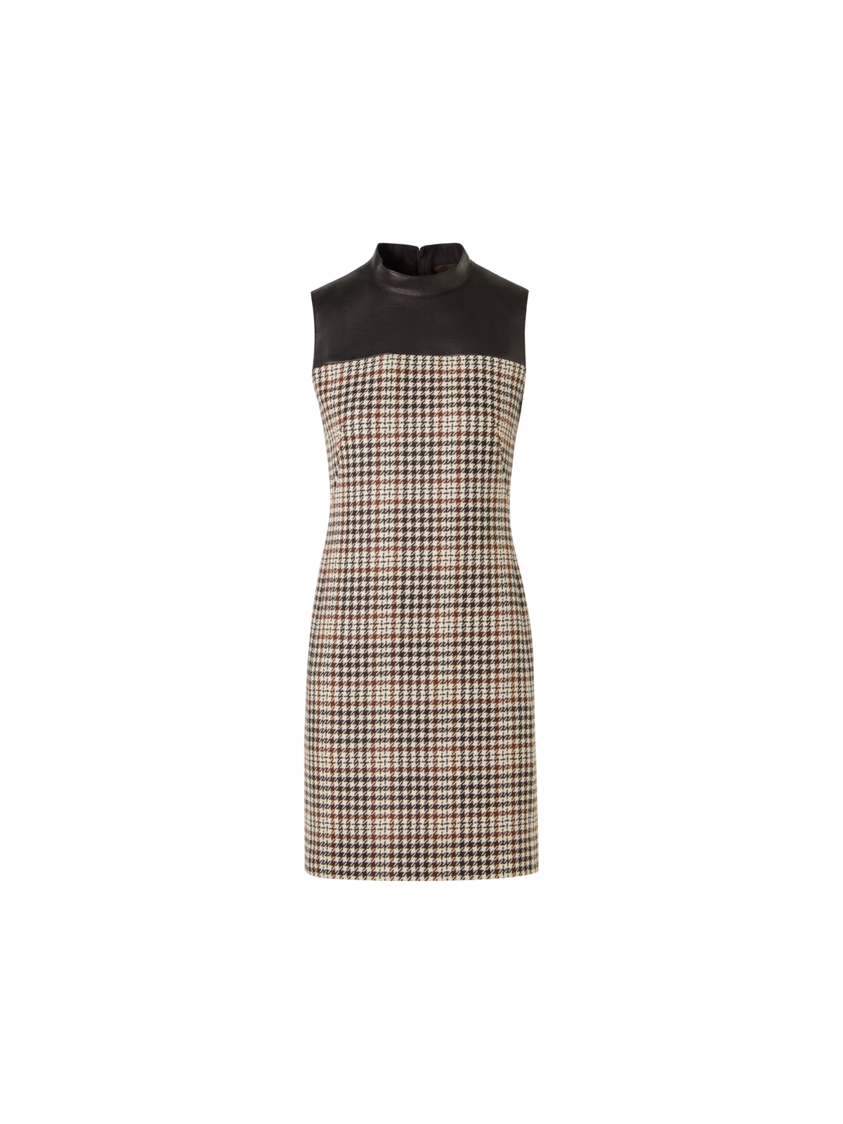 Designer Sleeveless Mini Shift Dress in Check Tweed - multicolor