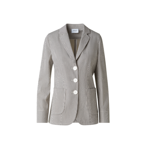 Single Breasted Blazer in Cotton Seersucker