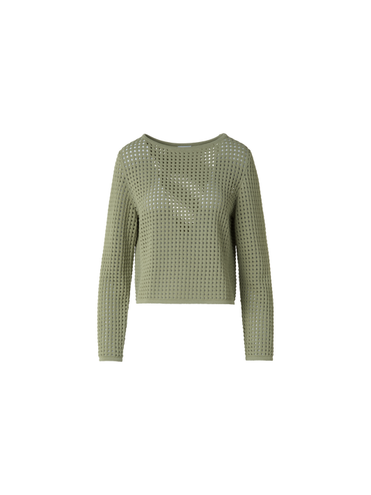 Designer Knit Sweater in Chunky Cotton Mesh - neutral - green
