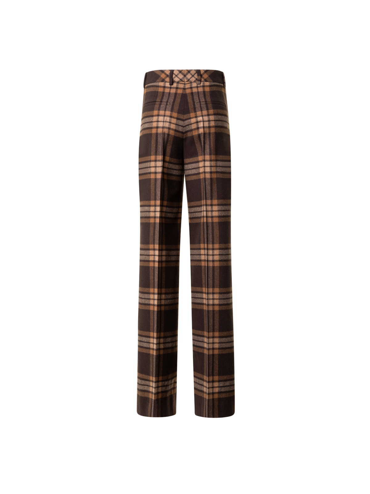 Designer Wide Wool Flannel Check Pants - brown - multicolor