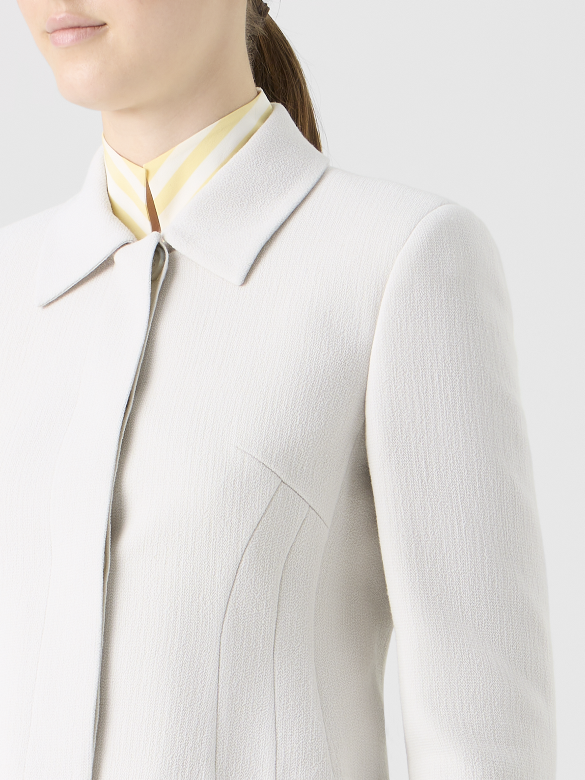 Designer Cropped Wool Crêpe Double-Face Jacket - grey #editorial