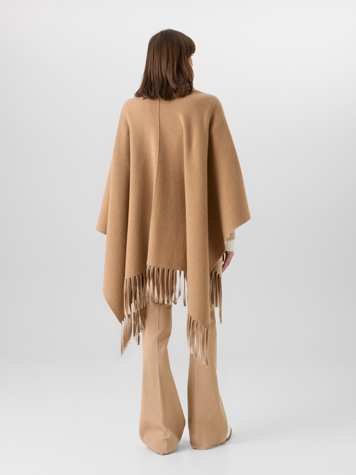 Designer Cashmere Double-Face Knit Cape - brown #editorial