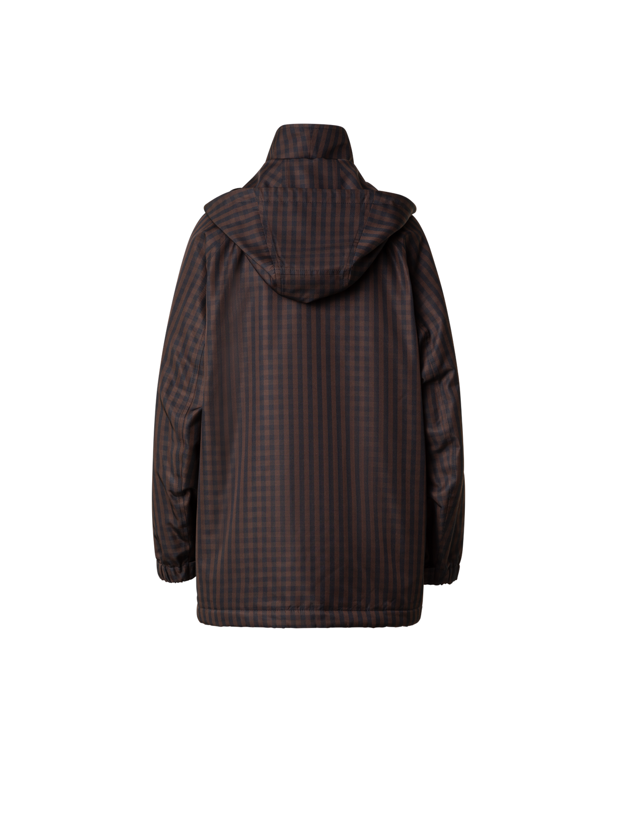 Designer Oversize Silk Parka with Vichy Check - brown - multicolor