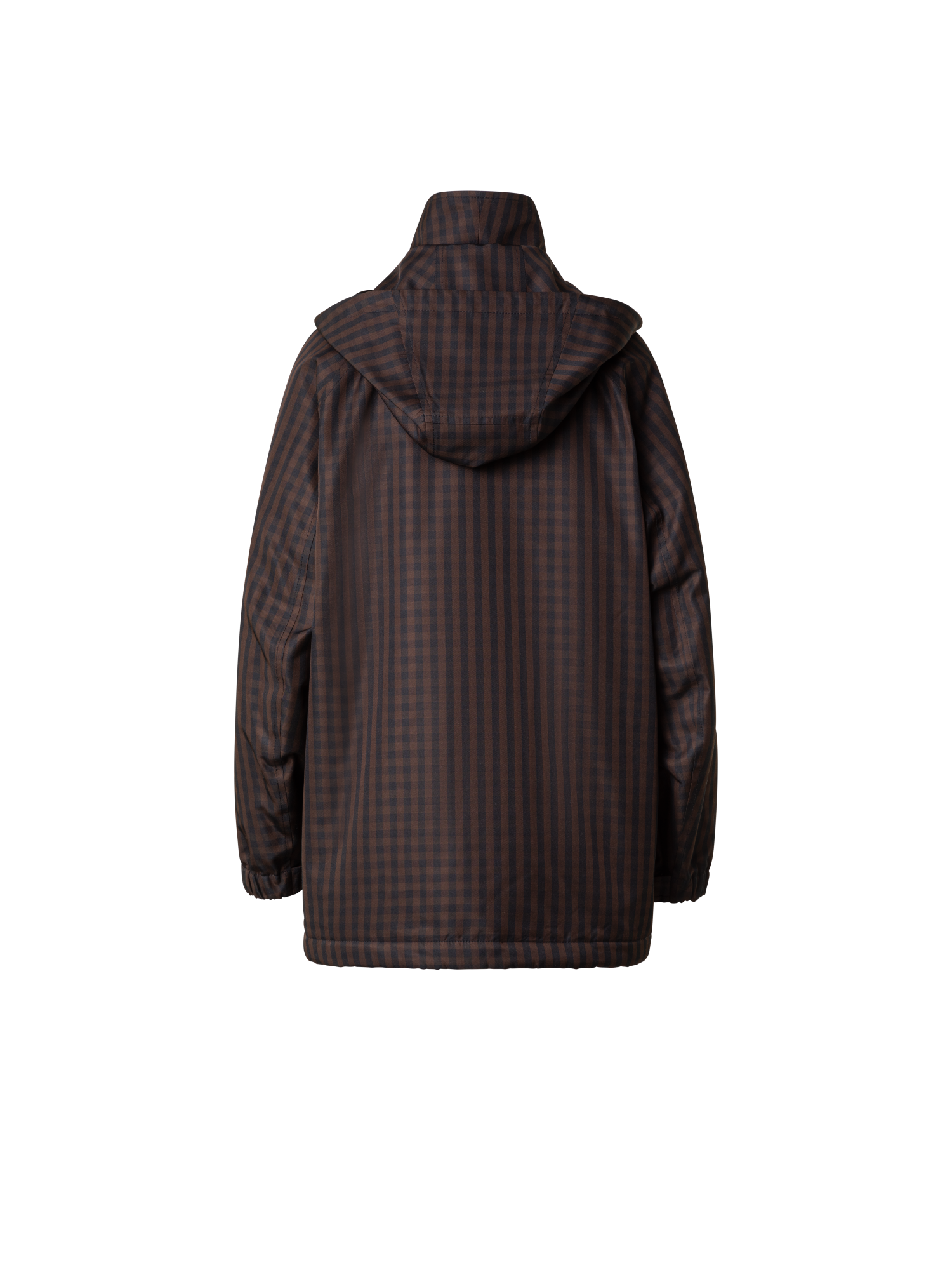 Designer Oversize Silk Parka with Vichy Check - brown - multicolor