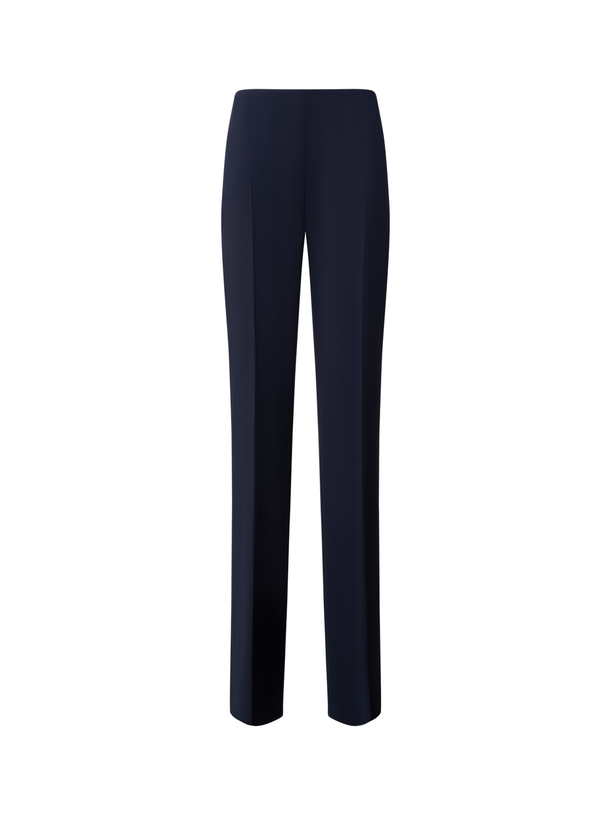 Designer Straight Wool Double-Face Pants - navy - blue