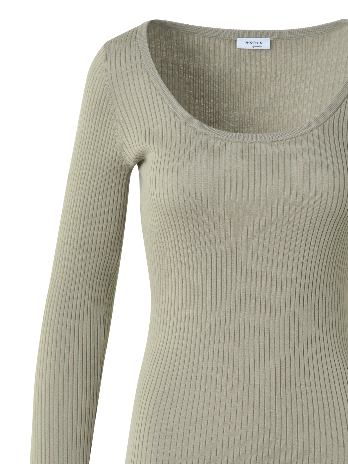 Designer Knit Top in Twisted Cotton Rib - neutral - green