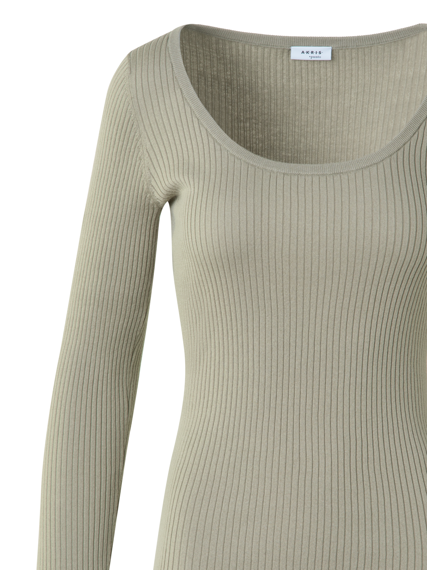 Designer Knit Top in Twisted Cotton Rib - neutral - green